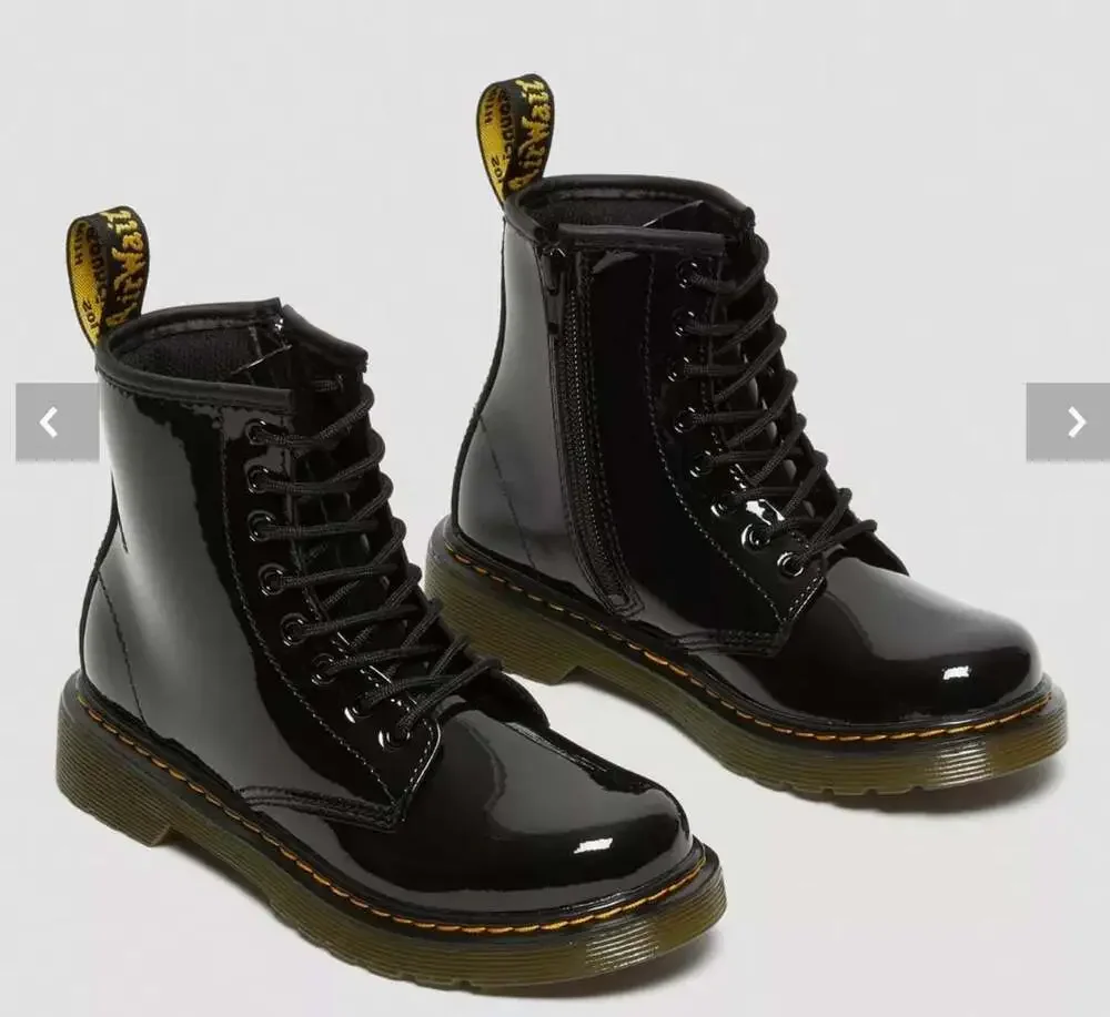 Dr. Martens 1460 Patent Leather Boots Youth Size 1 Black NWOB Glossy Combat